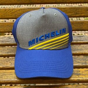 Michelin blue gray full 5 panel trucker hat adjustable back strap cap